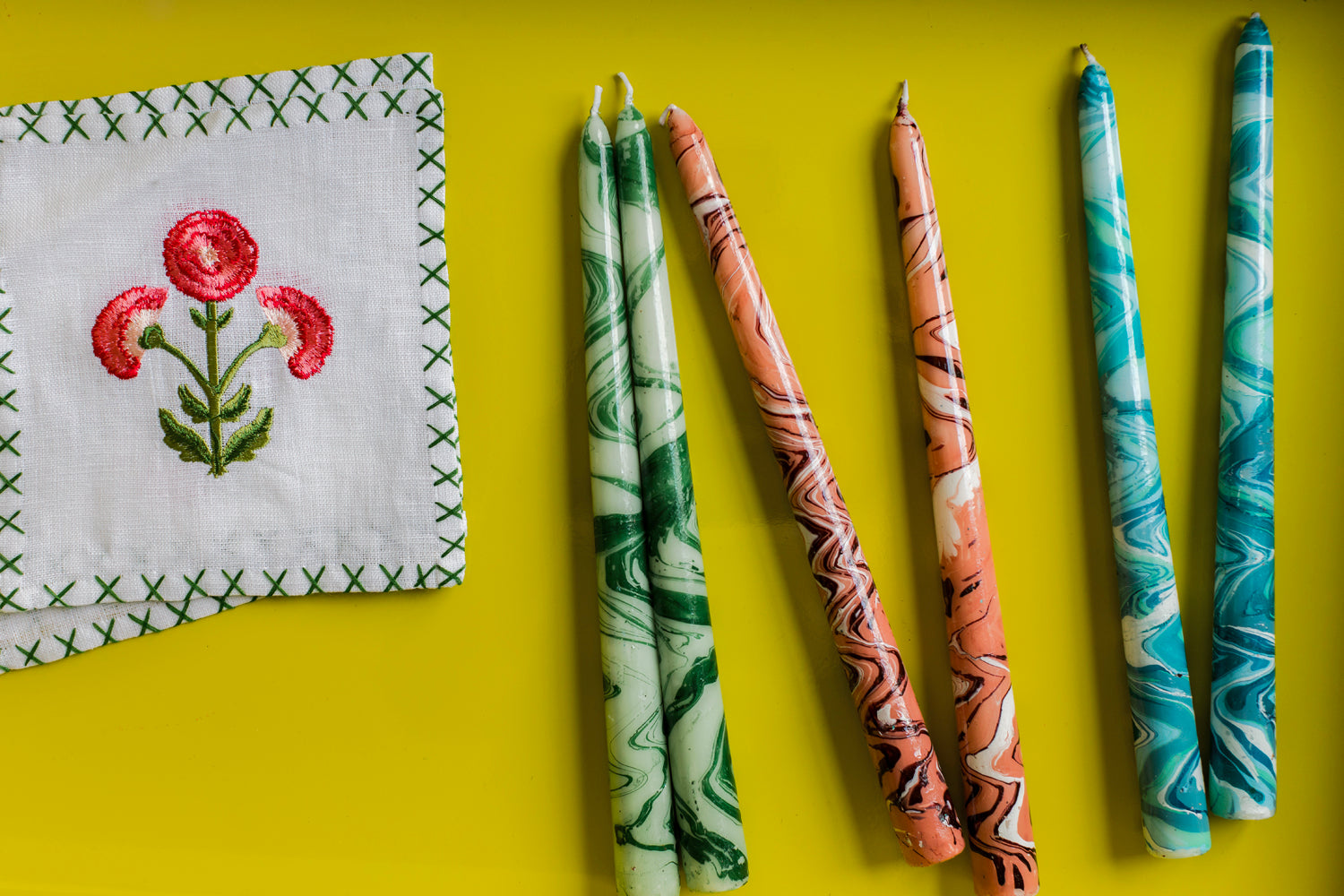 Marbled Taper Candles