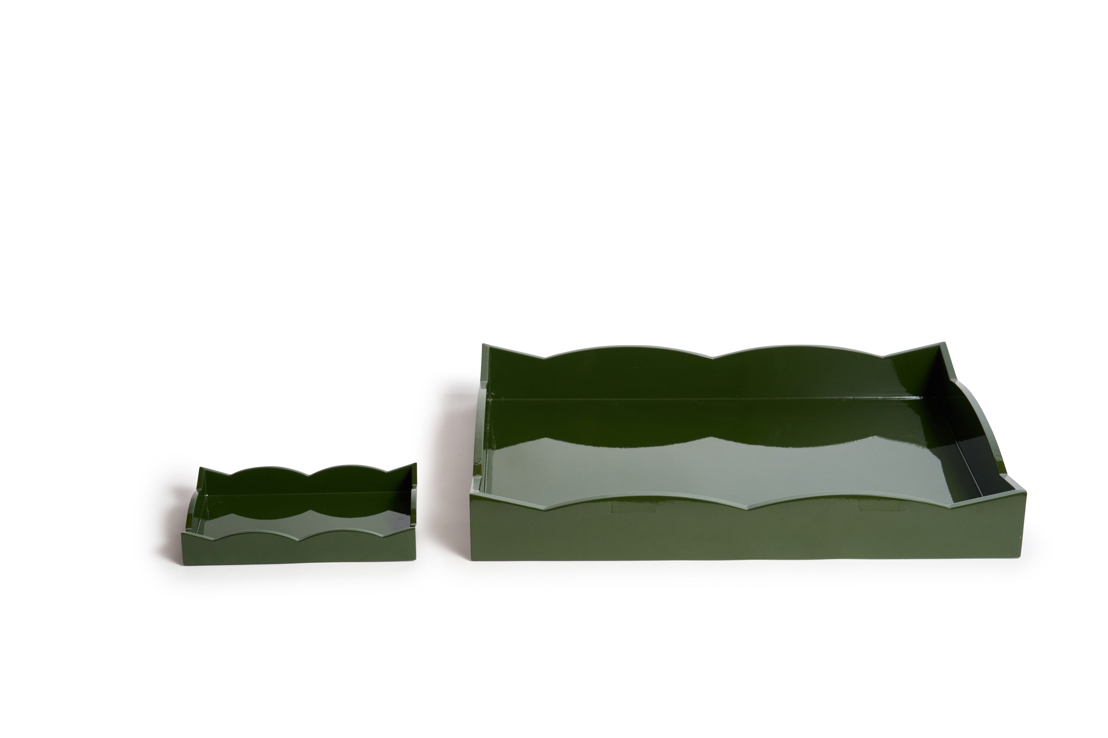 Large Scalloped Tray in Olive