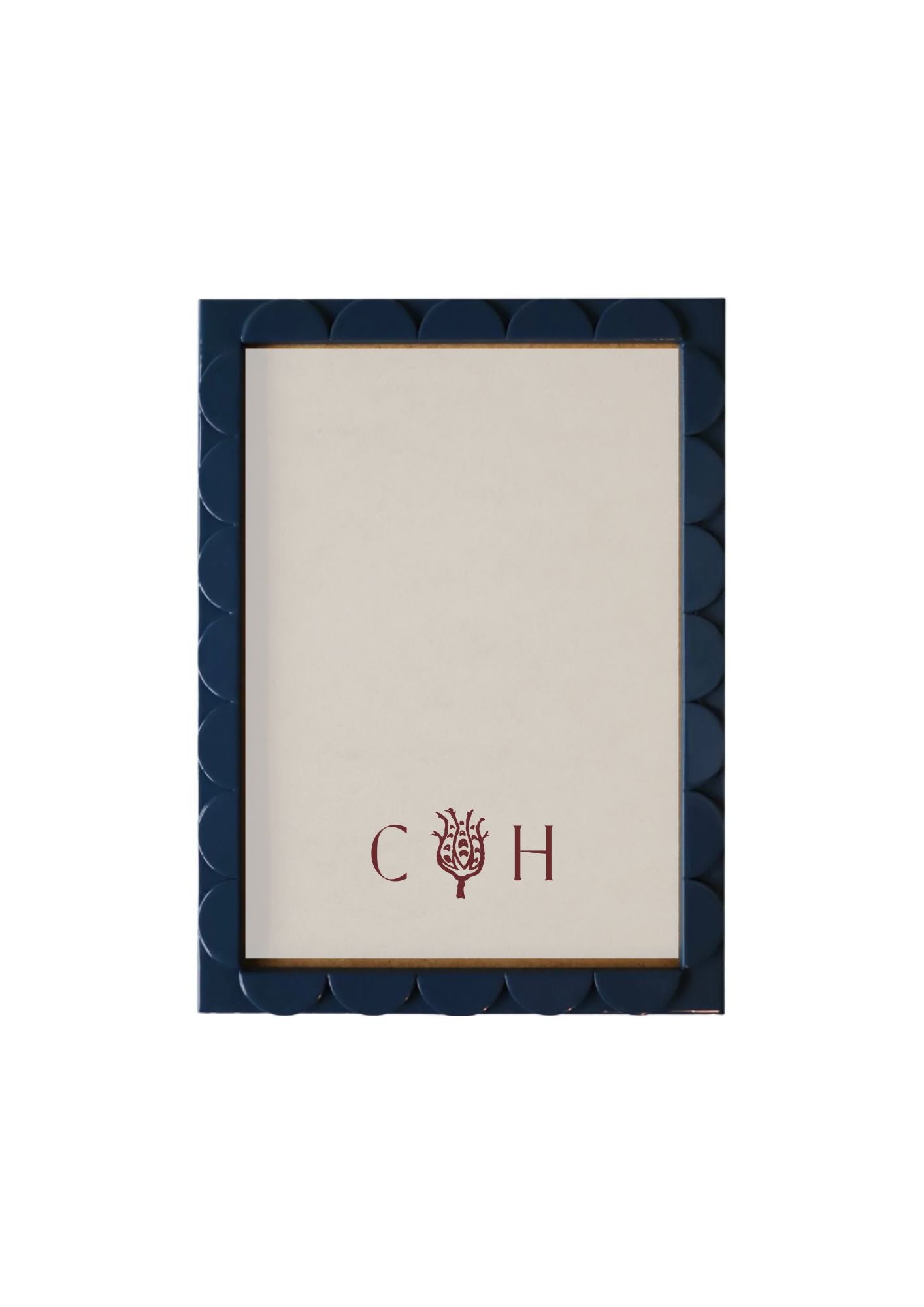 Inky Blue Lacquered Scallop Frame