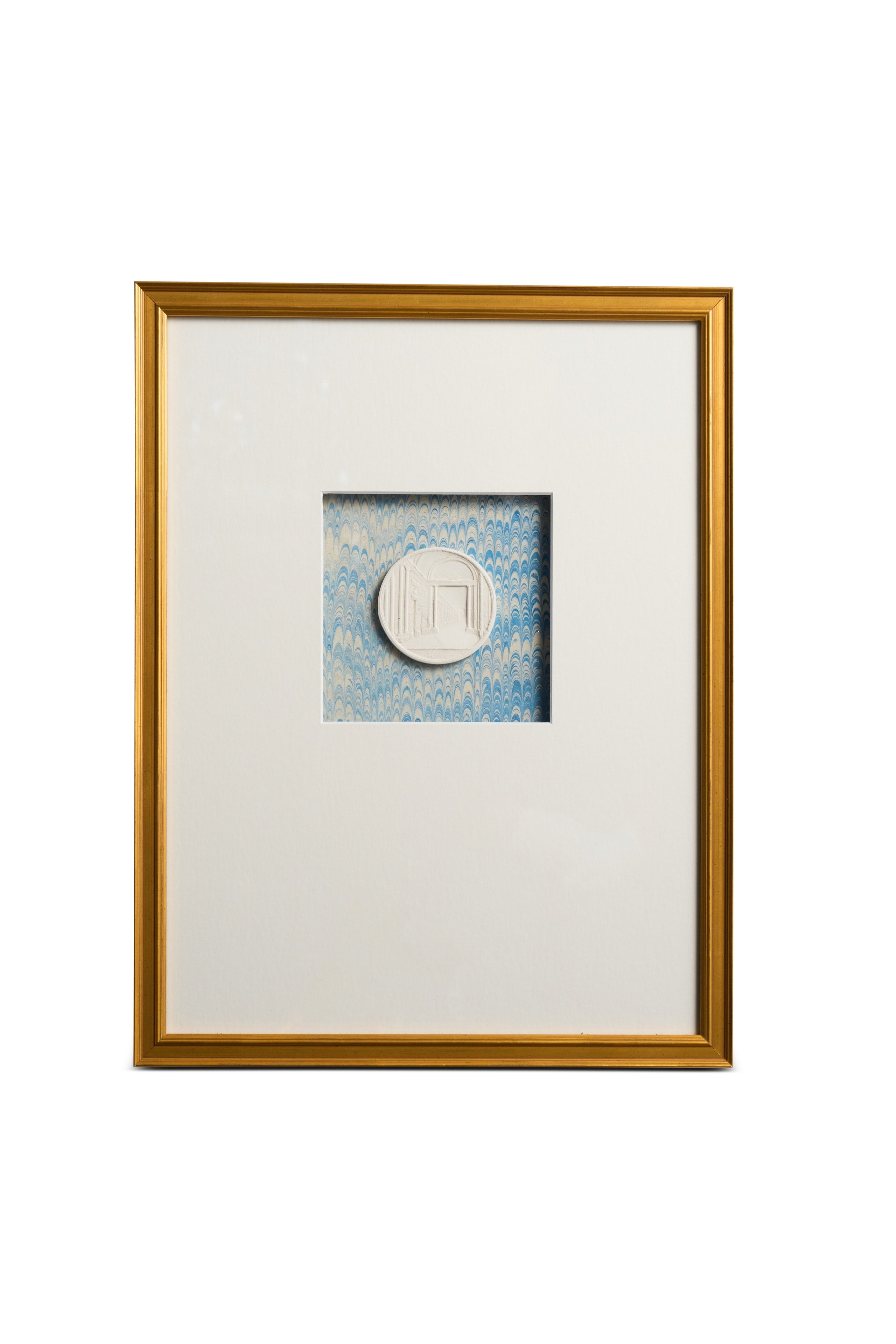 Framed Intaglio on Blue Marbled Paper