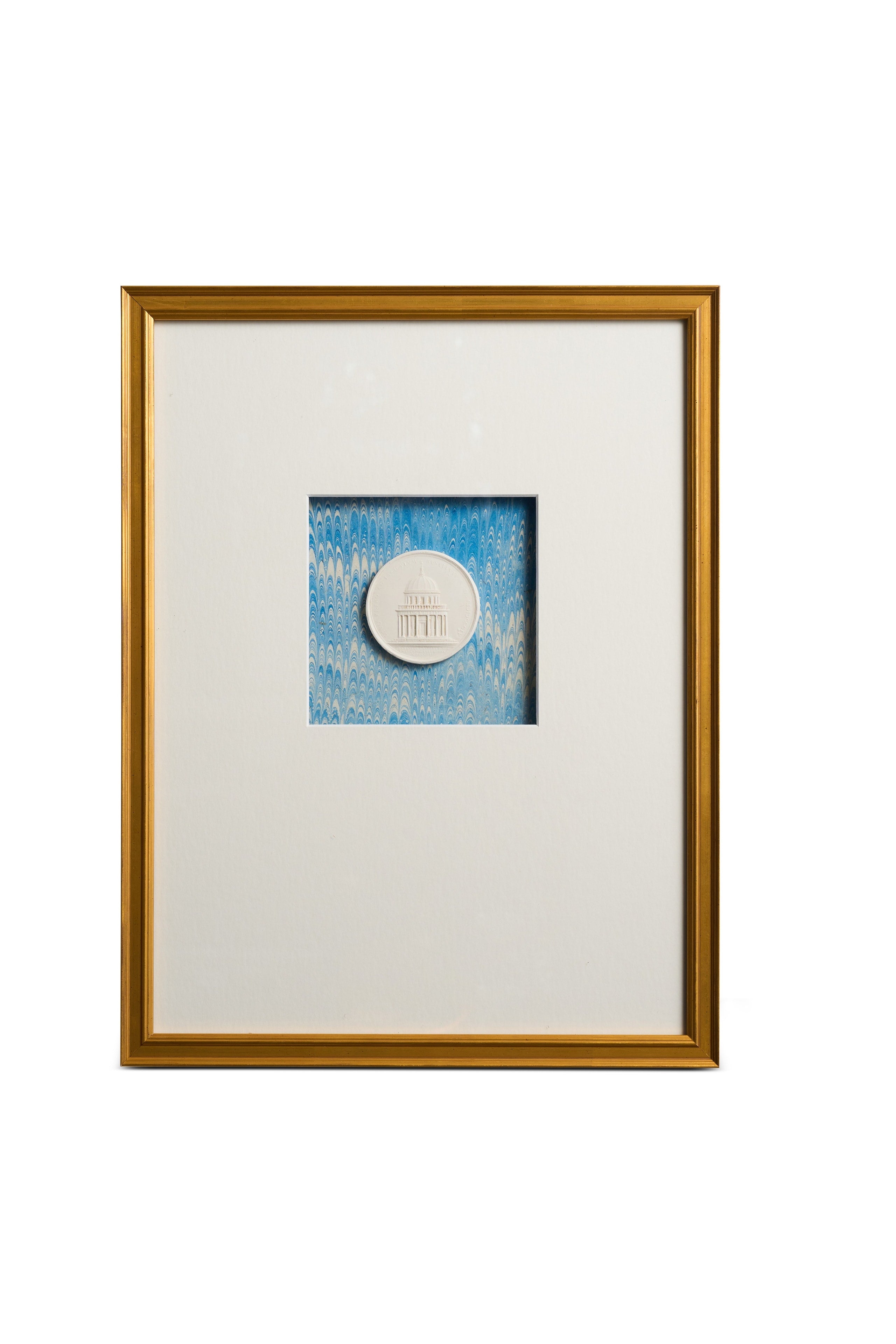 Framed Intaglio on Blue Marbled Paper