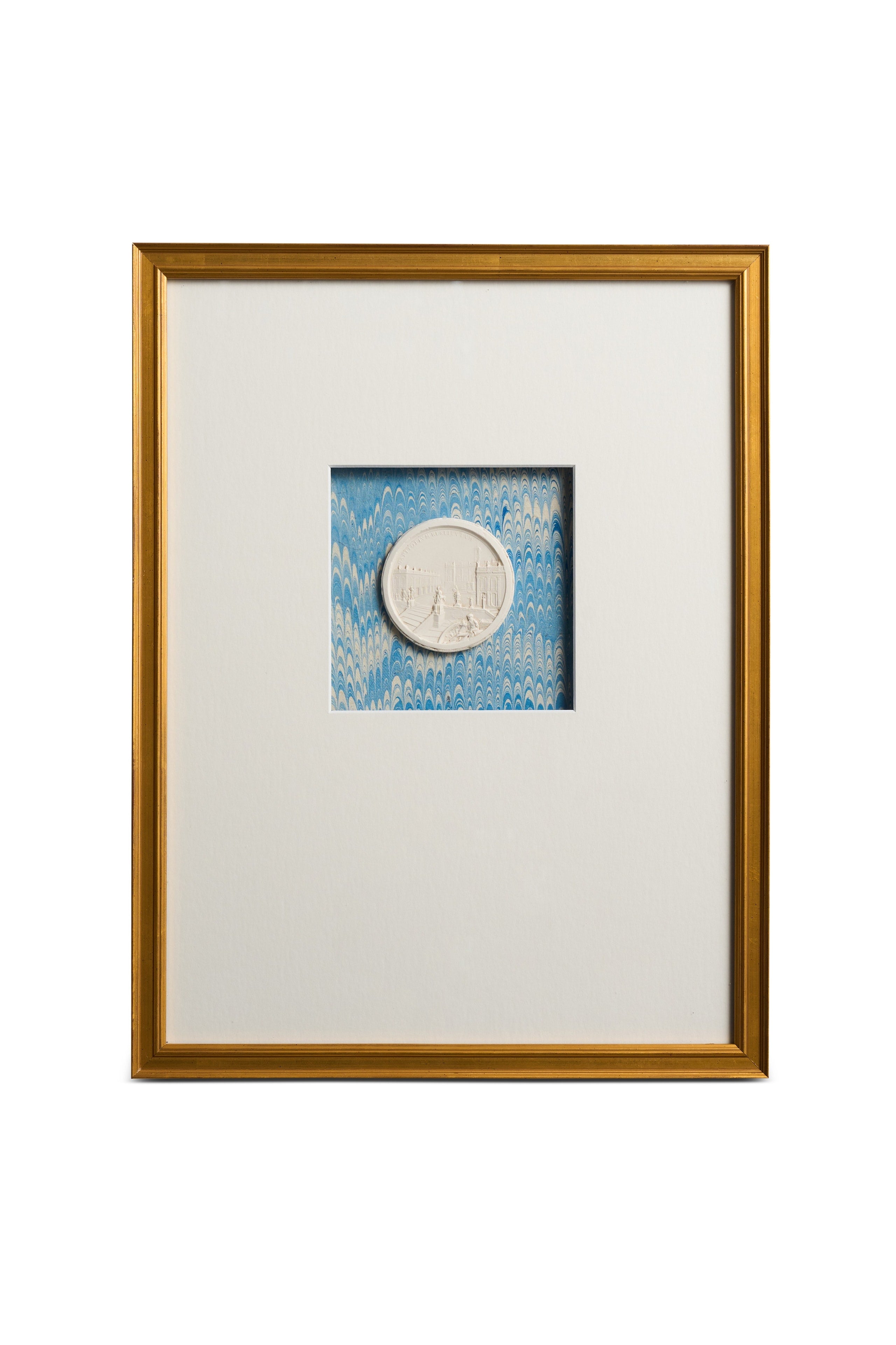 Framed Intaglio on Blue Marbled Paper