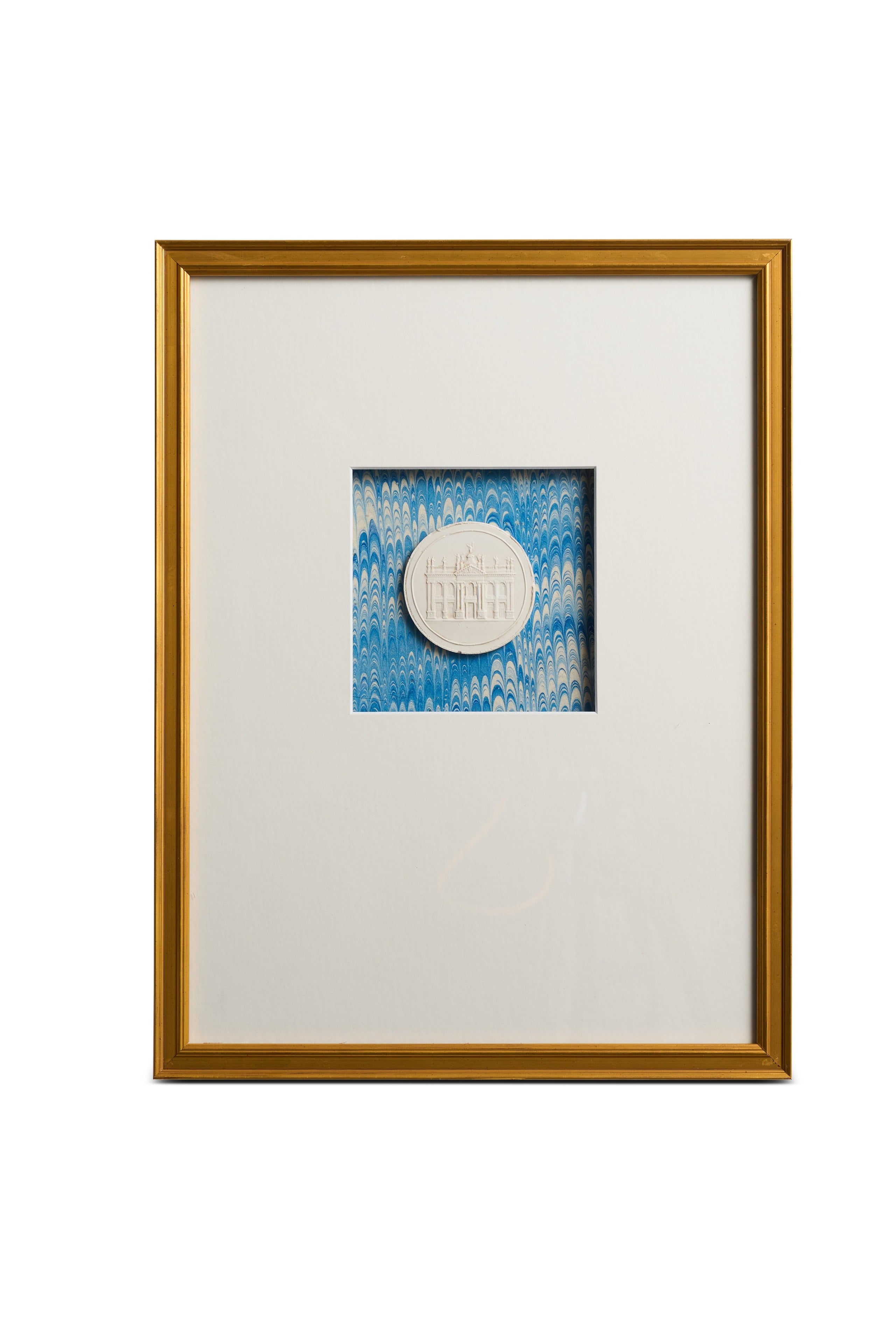 Framed Intaglio on Blue Marbled Paper
