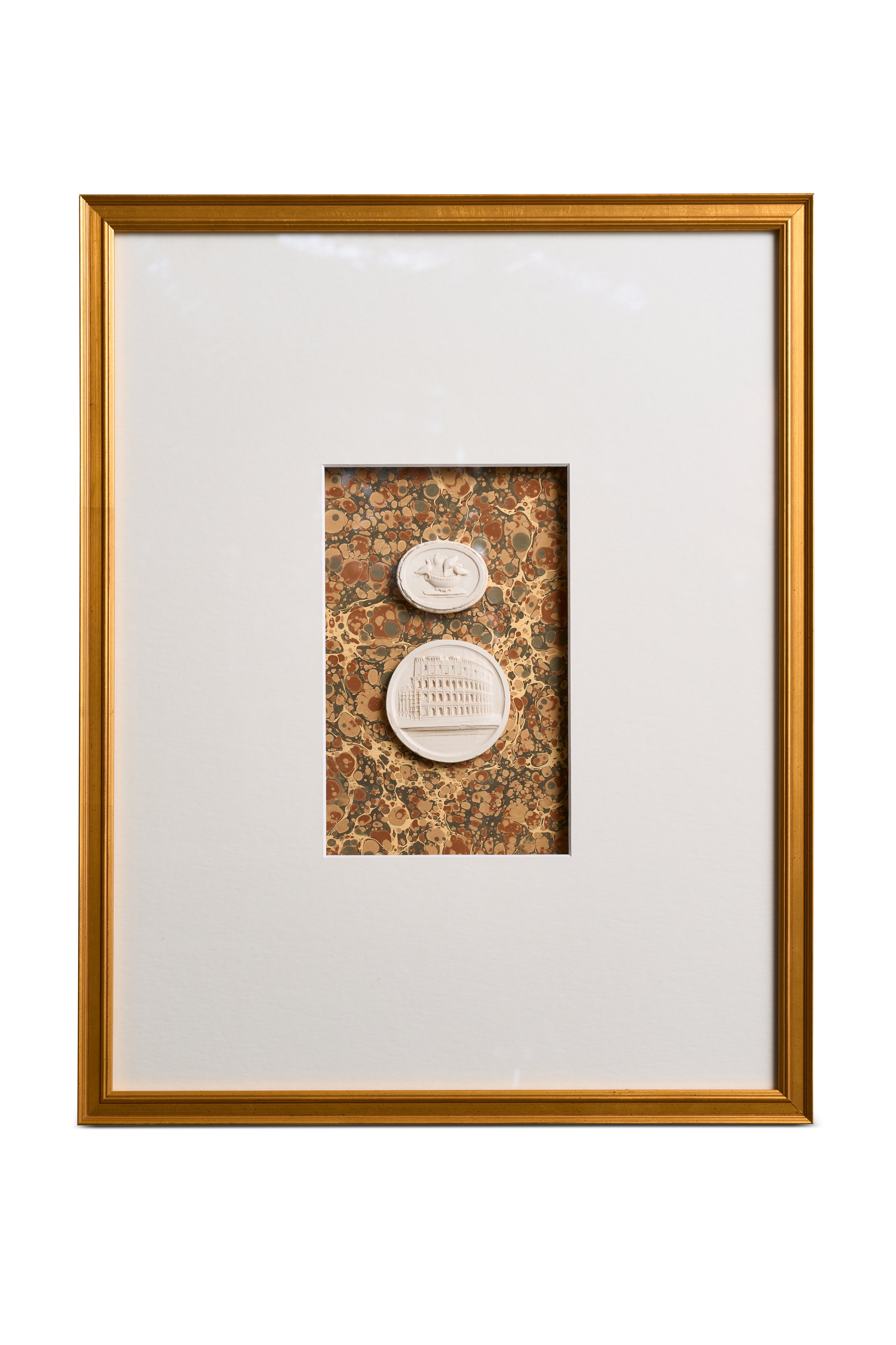 Framed Double Intaglios on Stone Marbled Paper