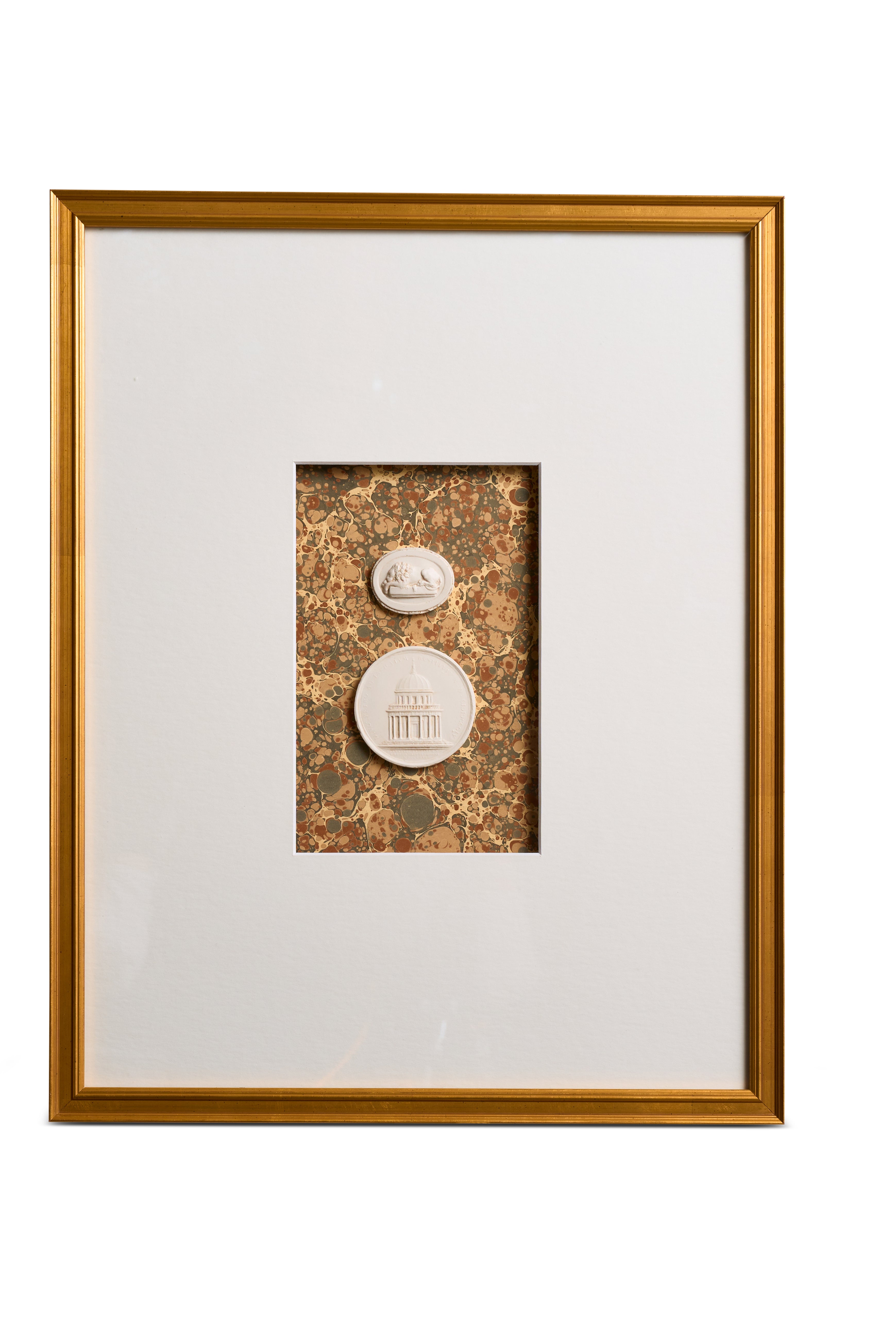 Framed Double Intaglios on Stone Marbled Paper