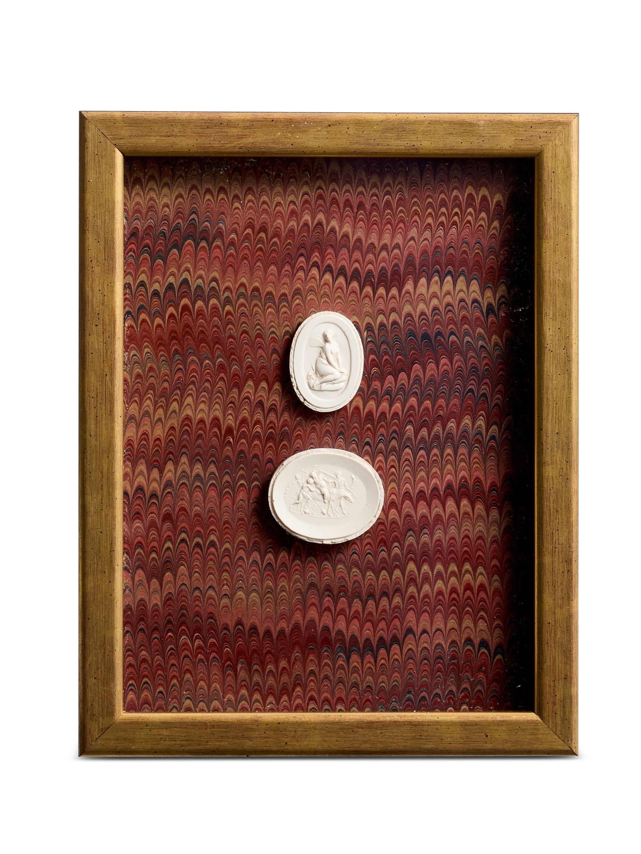 Small Framed Double Intaglios on Red Nonpareil Paper