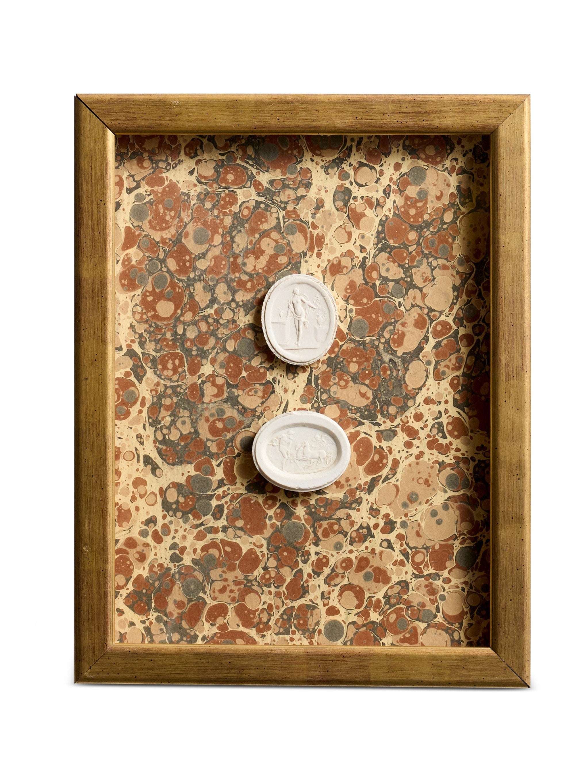 Small Framed Double Intaglios on Rust Nouveau Paper