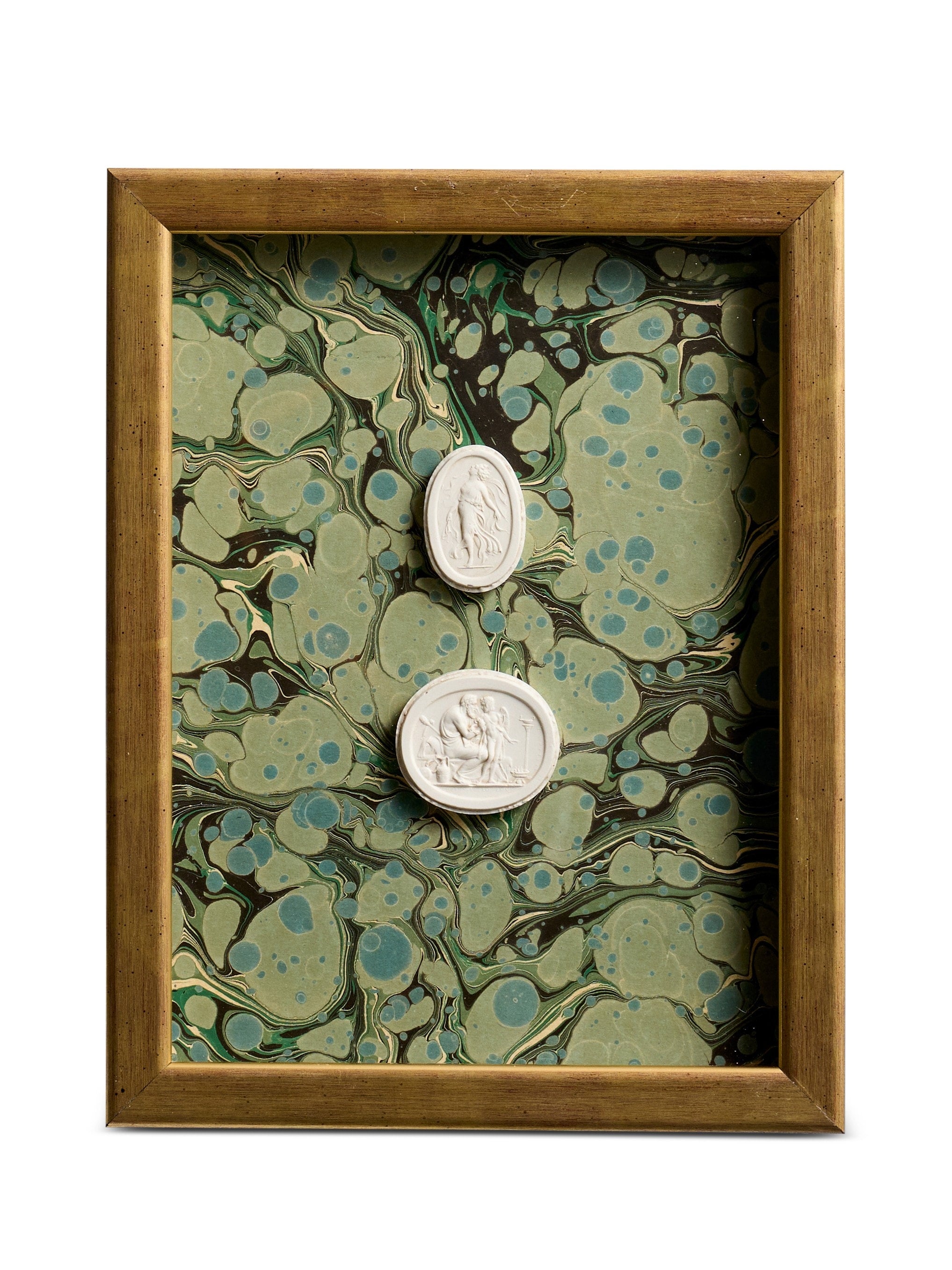 Small Framed Double Intaglios on Green Stone Paper