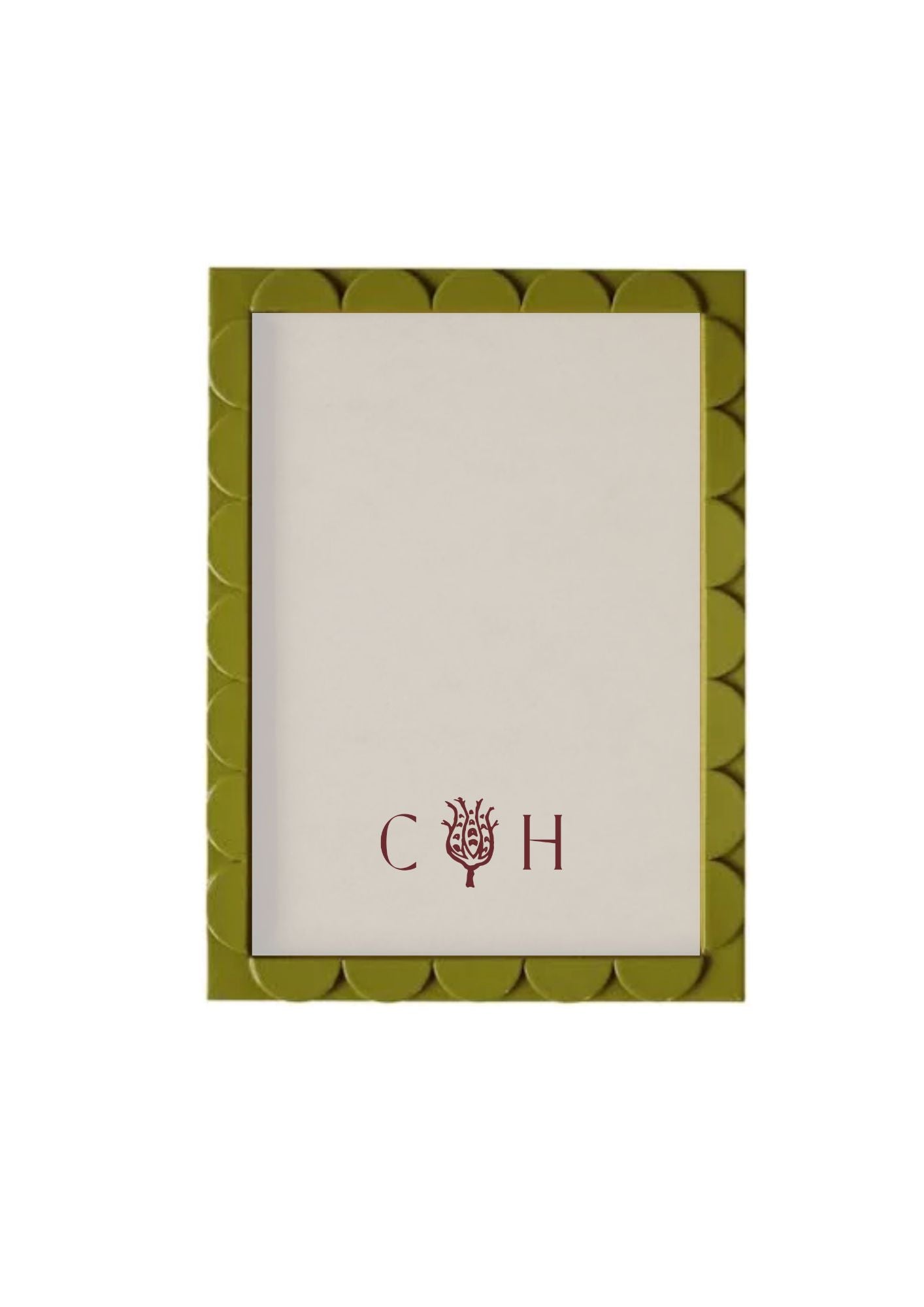 Light Olive Lacquered Scallop Frame