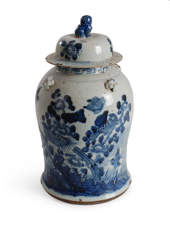 18″ Blue and White Ginger Jar