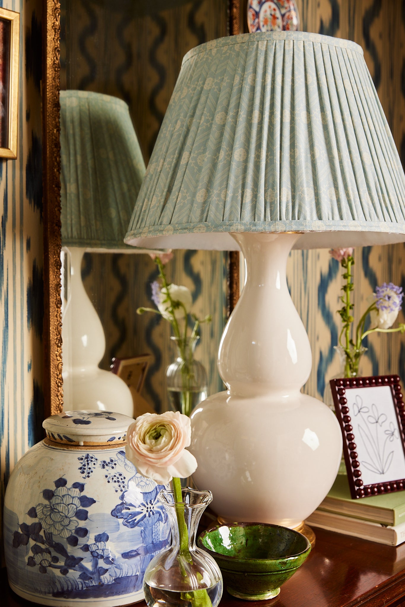 Gathered Tulipiere Lampshade - Wedgewood Blue
