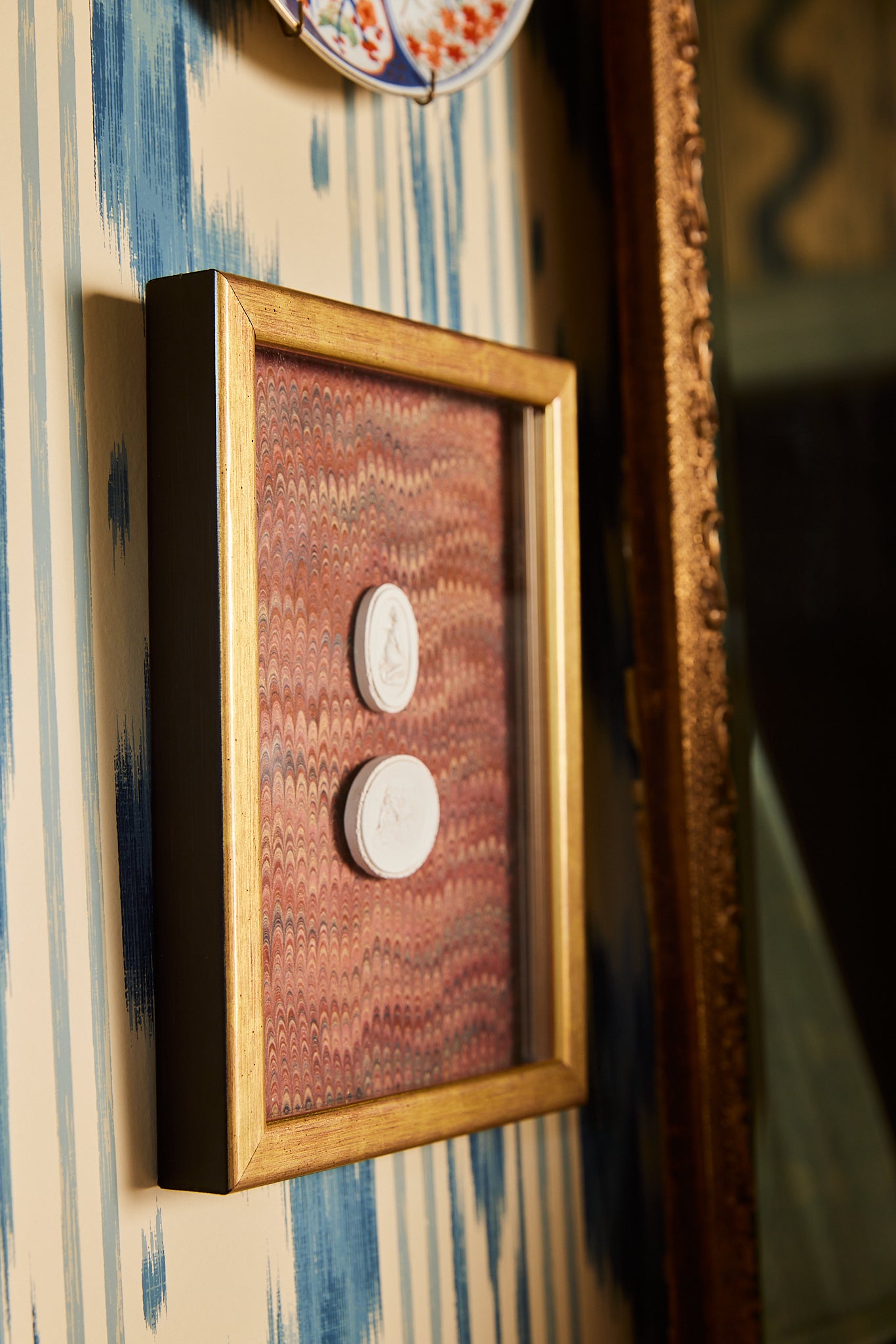 Small Framed Double Intaglios on Red Nonpareil Paper