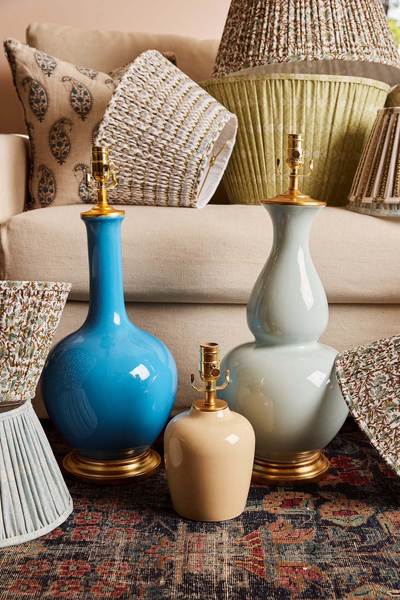 May Ceramic Single Gourd Table Lamp in Ocean Blue | Cuvée Home
