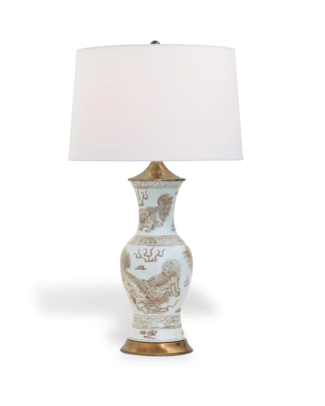 Brown and White Chow Table Lamp