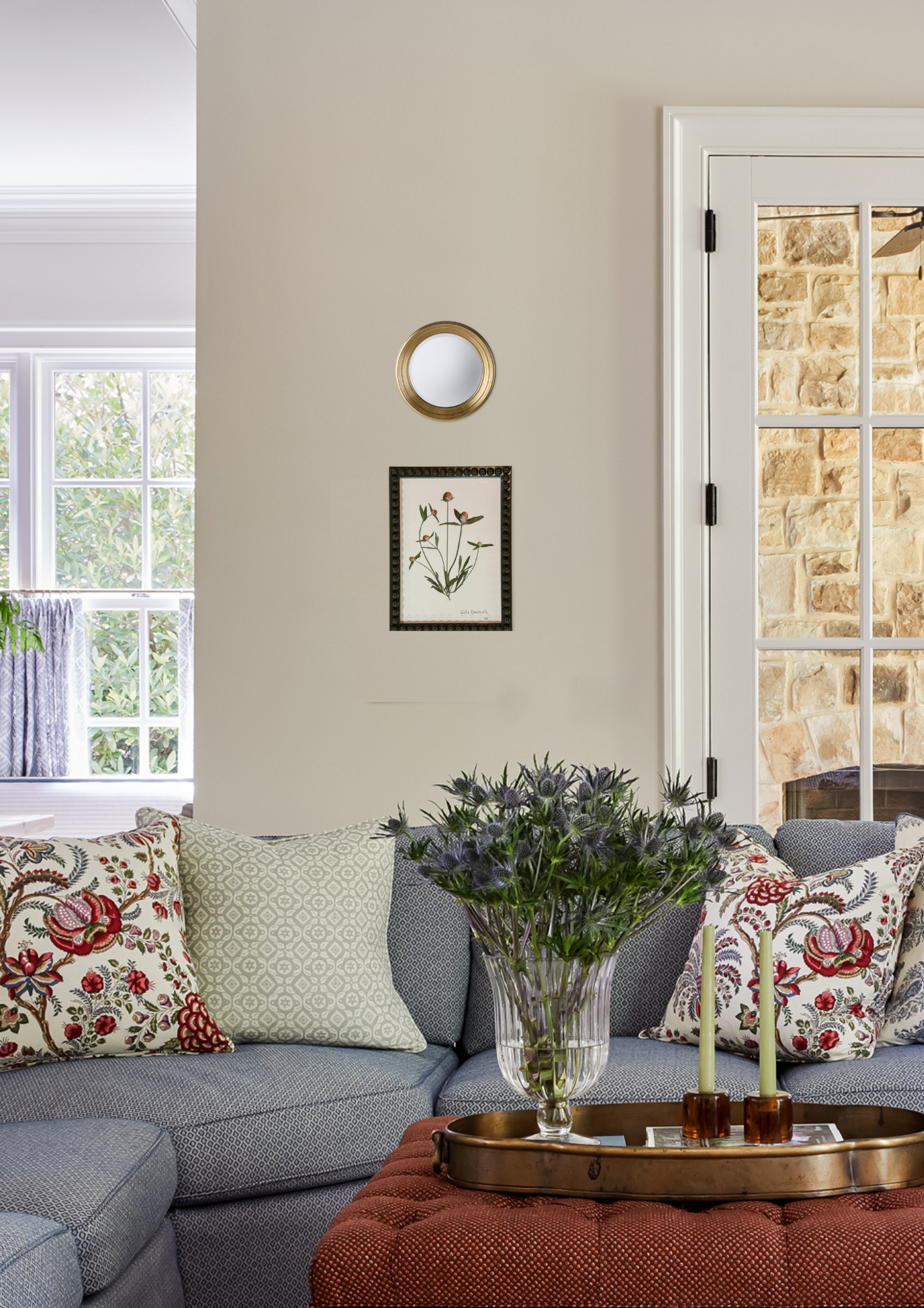 Framed Botanical In Medium Green Bobbin Frame