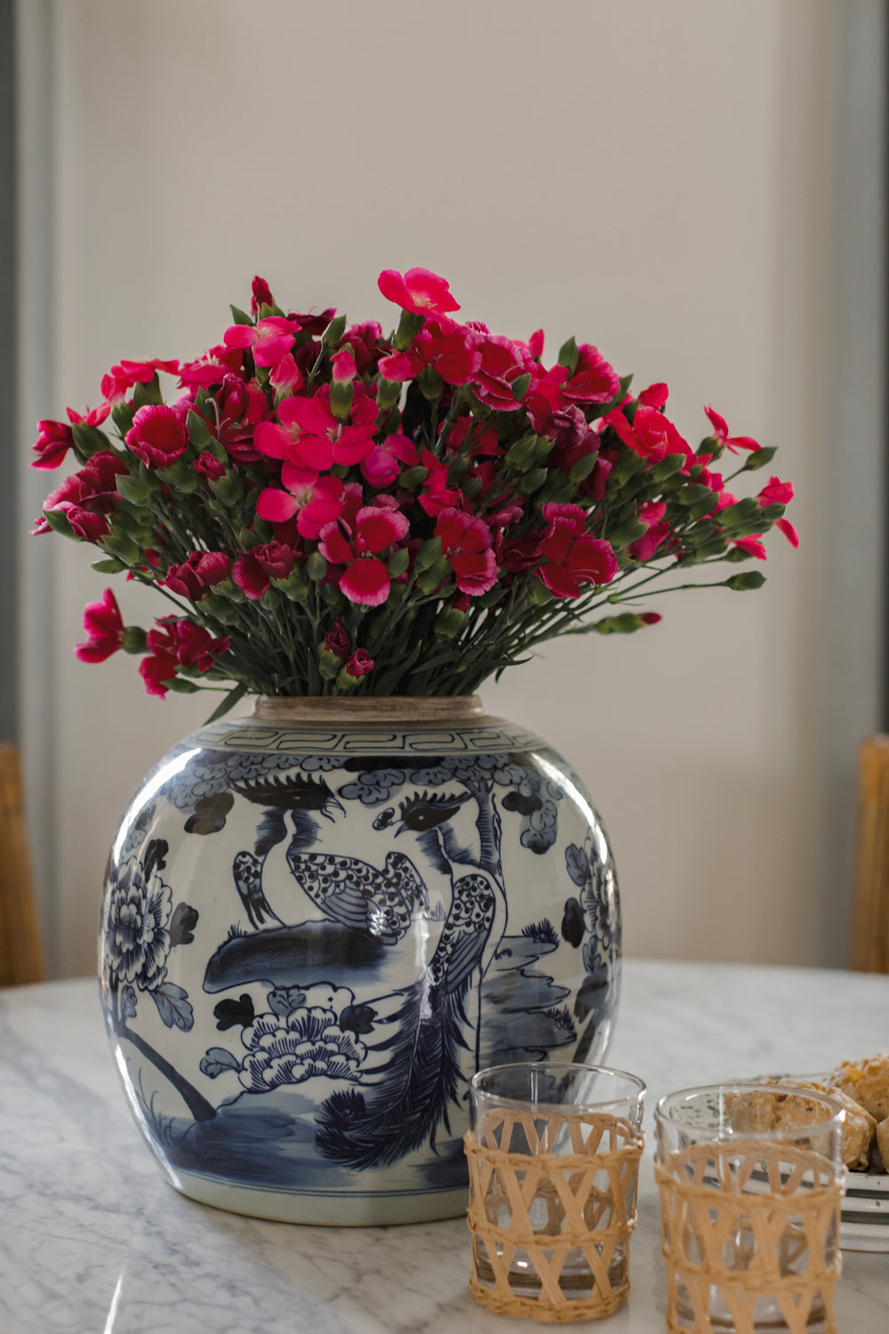 12″ Blue and White Phoenix Jar