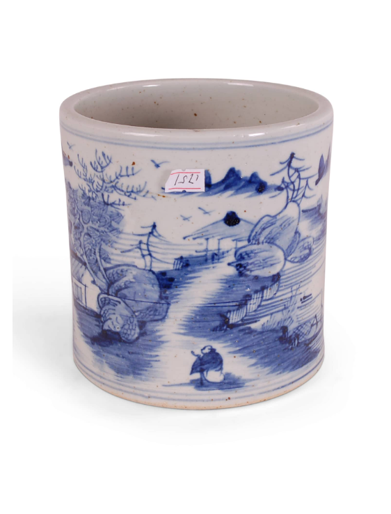 6″ Blue and White Bird and Flower Planter