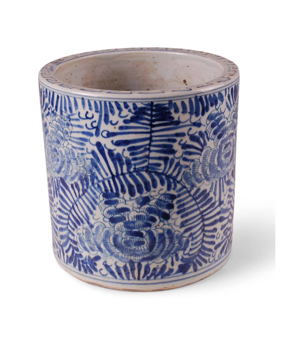 9″ Blue and White Palm Planter
