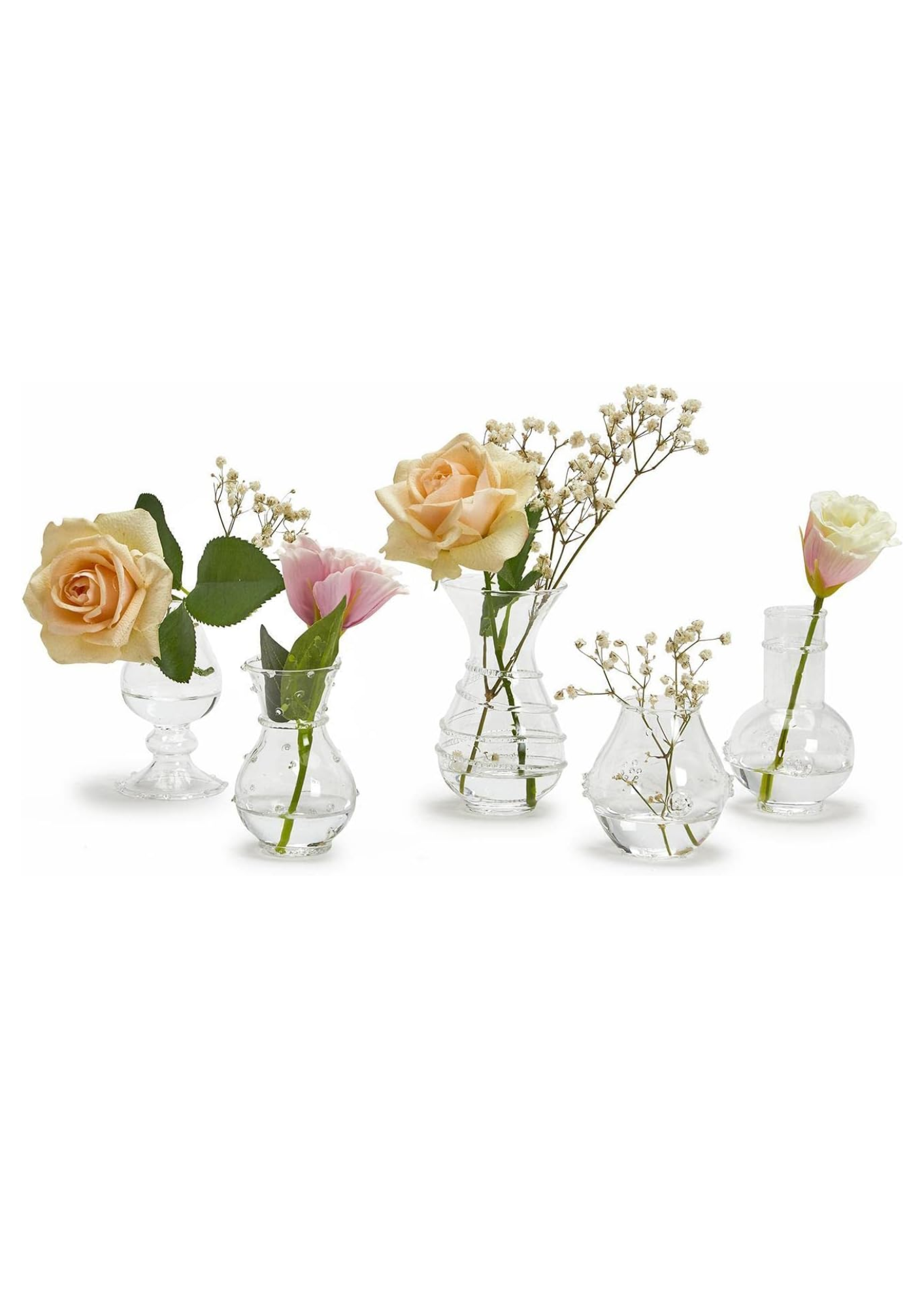 Set of 5 Bud Vase - Hand-Blown Glass