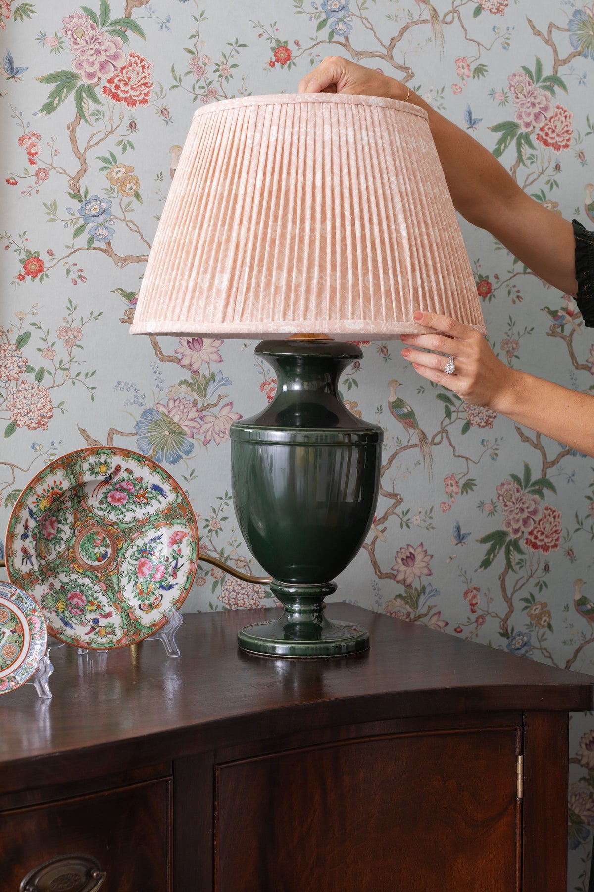 Gathered Tulipiere Lampshade in Petal Pink