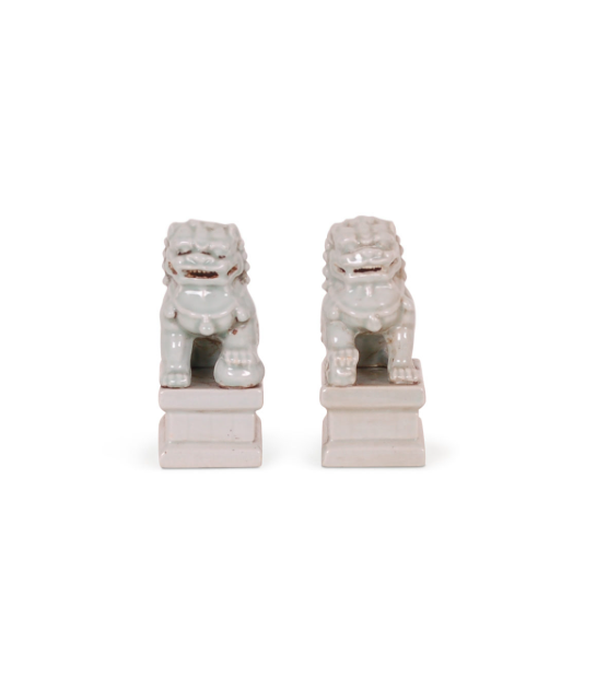 Celadon Foo Dogs, Pair