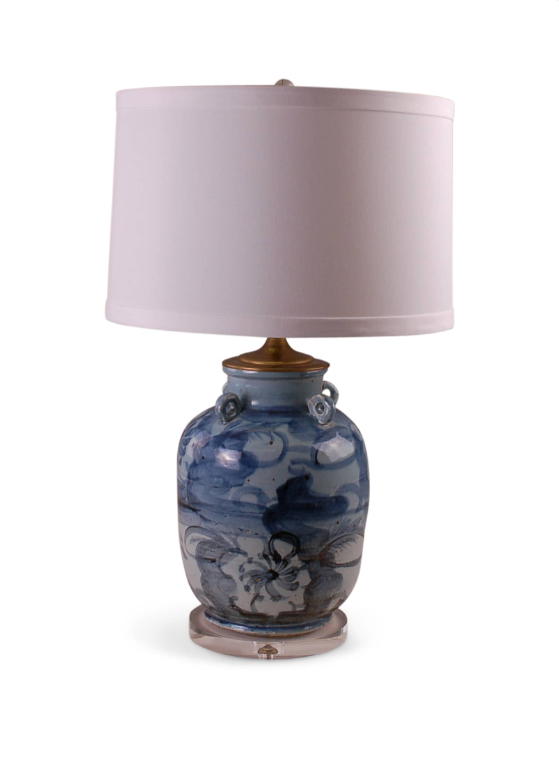 Blue and White Ming Handled Vase Lamp