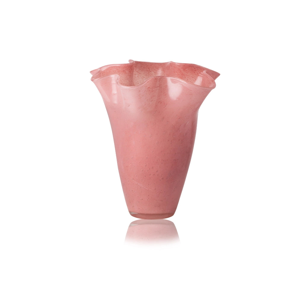 Pink Ruffled Glass Vase