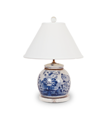 Small Blue and White Floral Jar Lamp